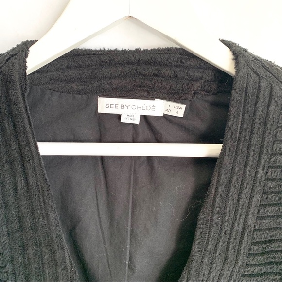 SEE BY CHLOÉ Ribbed Modern Black Blazer - Picture 5 of 8